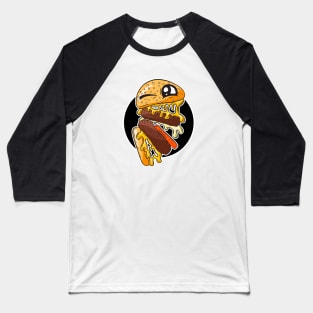 Cheesy Burger Cartoon Barry Double Baseball T-Shirt
